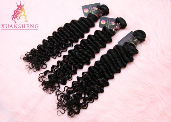 Quality Double Drawn Virgin Indian Hair Extension , 100 Human Deep Wave Hair 10A Hair for sale