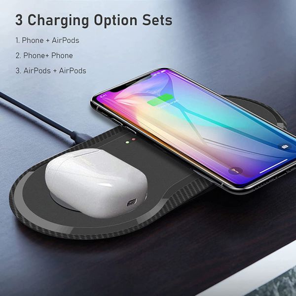 2 In 1 Qi 15W Multi Function Wireless Charger Pad Custom Logo
