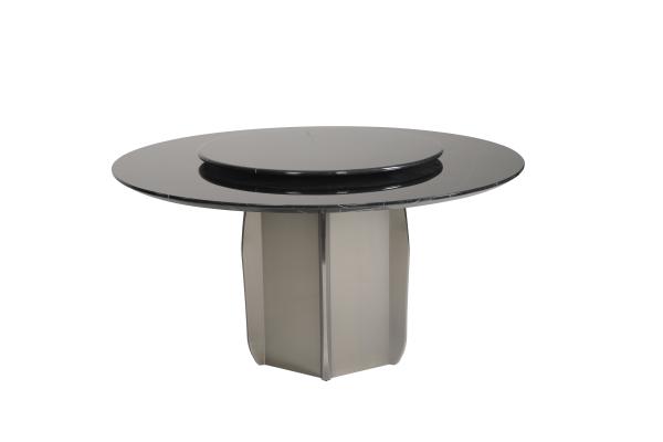 Quality Customizable Steel Finish Dining Table With Glass Top Round Table For Home Use for sale