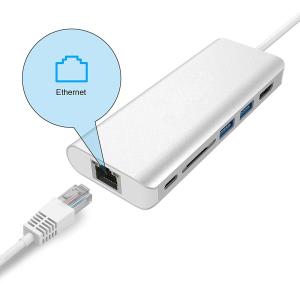 Buy cheap USB C Hub Adapter with 100W Power Delivery Ethernet Port SD Card Reader 4K USB 3.0 Ports for Type C Windows Laptops product
