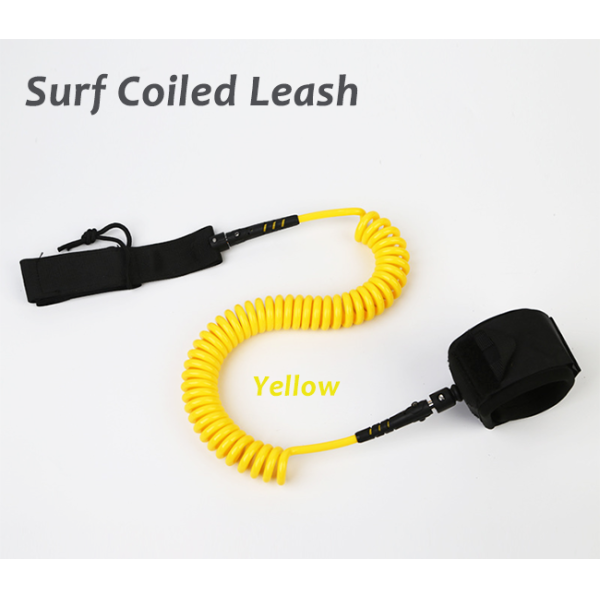 Bright Yellow Paddle Board Leash Good Safety Harness For Surf Sport
