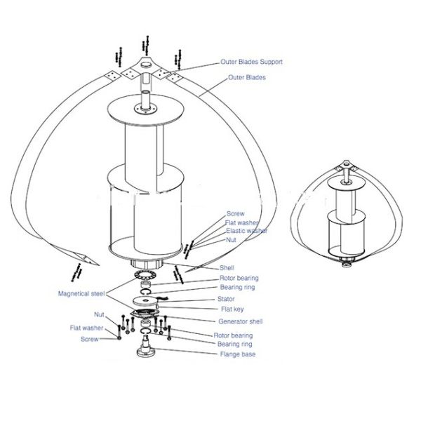 Small Axis Solar Wind Hybrid Power System Vertical Wind Turbine Magnetic Levitation Technology