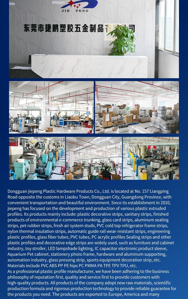 OEM Extruded PVC Silicone Strip Sealing Strip ABS PP Profile Customized Handle