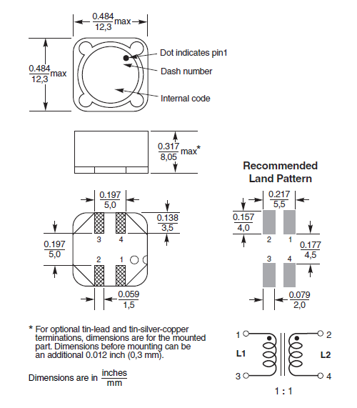 High inductance and high efficiency MSD1278-472ML_ Shielded Coupled Inductors