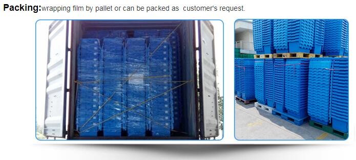 Heavy duty stackable attached lid turnover box, Stackable and nestable plastic shipping tote box for storage or moving