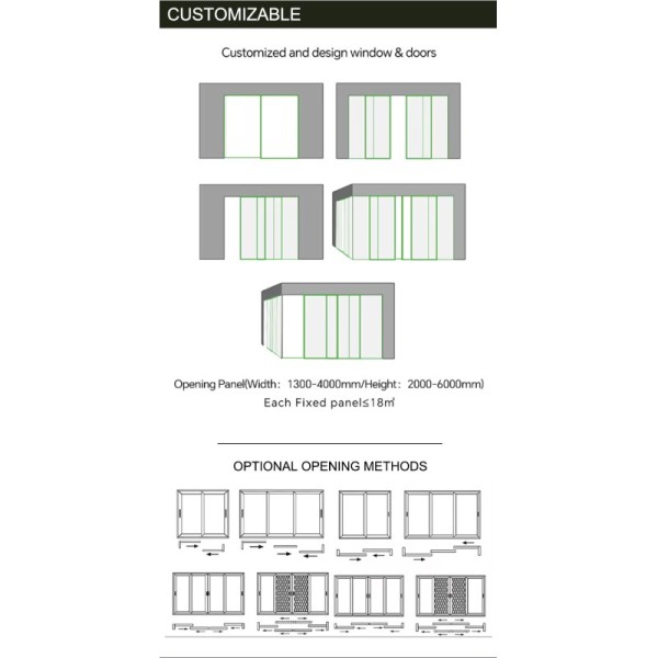 Heavy Duty High-performance Aluminum Sliding Door Thermal Insulation Hurricane Proof Soundproof Features Kitchen Bedroom