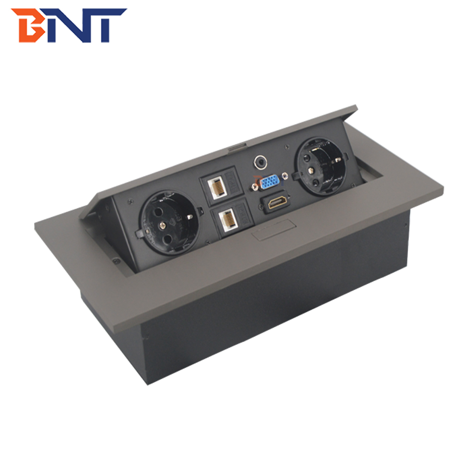 EU standard power plug hidden style table pop up media socket box