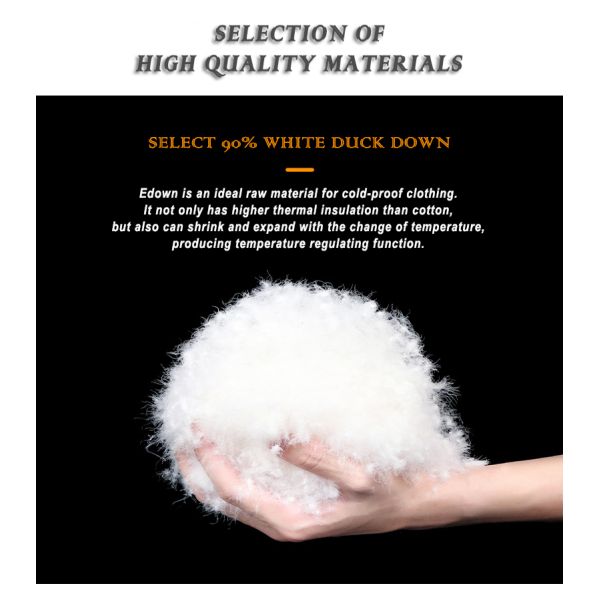 New men's white duck down anti-drilling velvet lightweight hooded casual warm winter down coat or jacket with storage bag