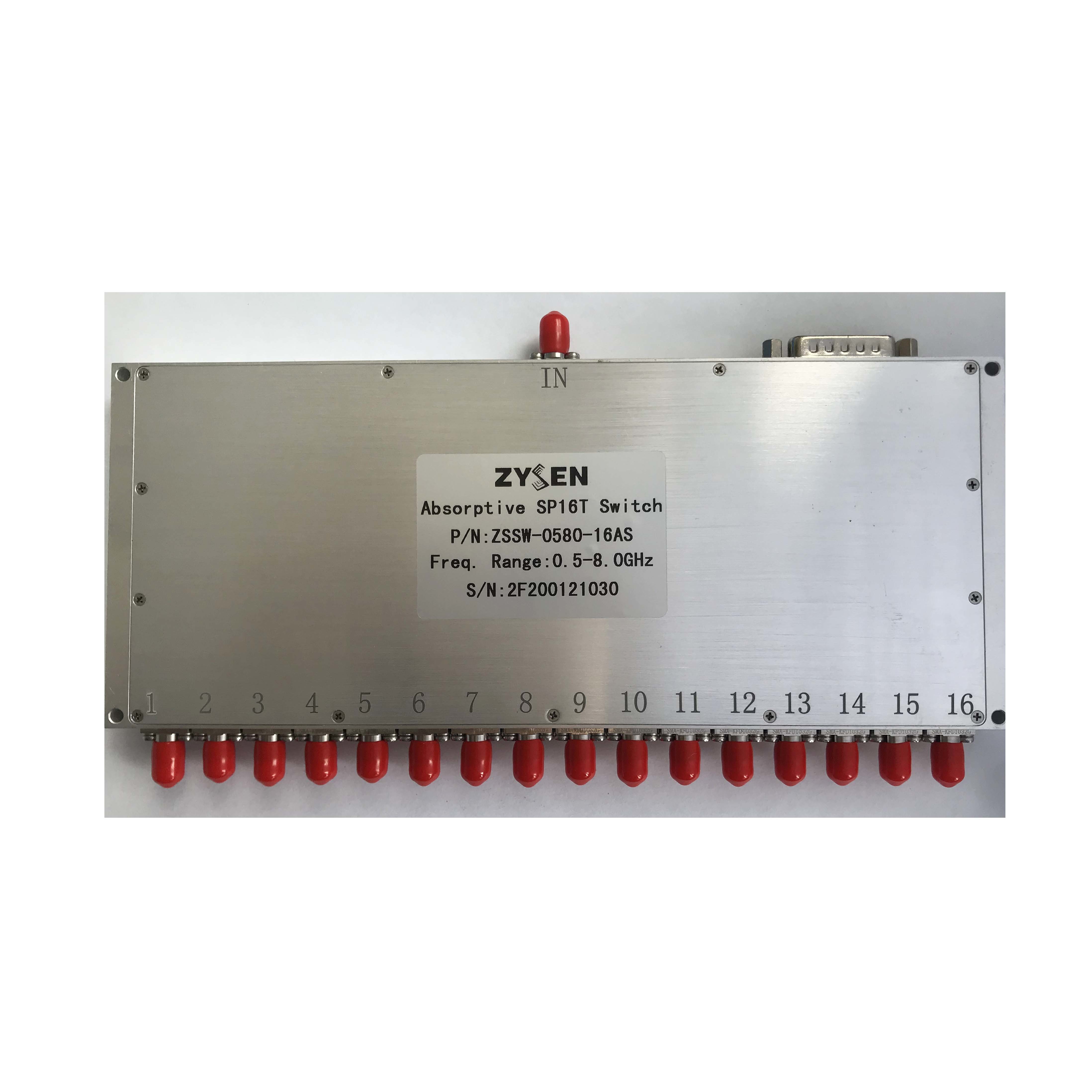 China 0.5GHz to 8GHz 0.5W RF PIN Diode Switch Absorptive type SP16T RF Switch on sale