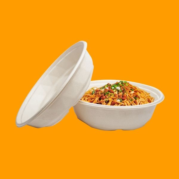 Compostable sugarcane bagasse paper bowl fast food packaging outer box customization