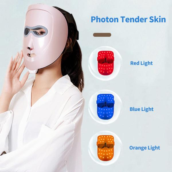 Quality Beauty Care Wireless LED Face Mask 3 Color Red Blue Orange Light Treatment for sale