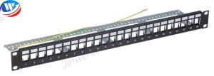 China 110 IDC Cat6A 24 Port Patch Panel Rack Mount Ethernet Patch Panel 21in on sale