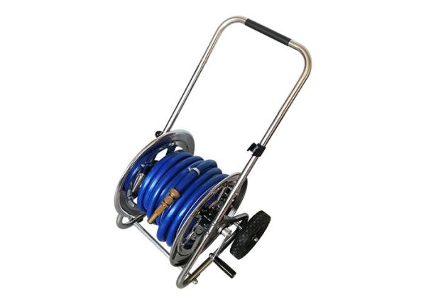 Quality Original Color Trolley Hose Reel Cart , Metal Garden Hose Cart With PVC Hose Set, 3/4" x 40m for sale