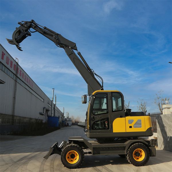 Heavy Duty Construction Equipment Wheeled Excavator Rotary Wheel Wood Grabber Digger