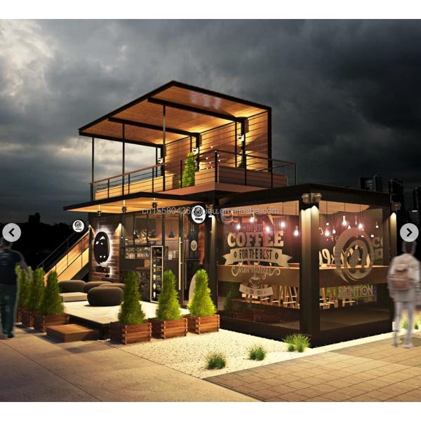 Modern Design 20ft or 40ft Container Prefabricated Coffee Shop Kiosk Constructed with Steel Sandwich Panel Material
