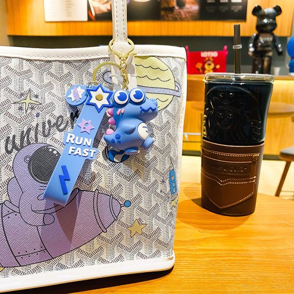 Cute Cartoon Keychain Pendant Silicone Stationery Novelty Dinosaur Charm Keyring For Boys Girls