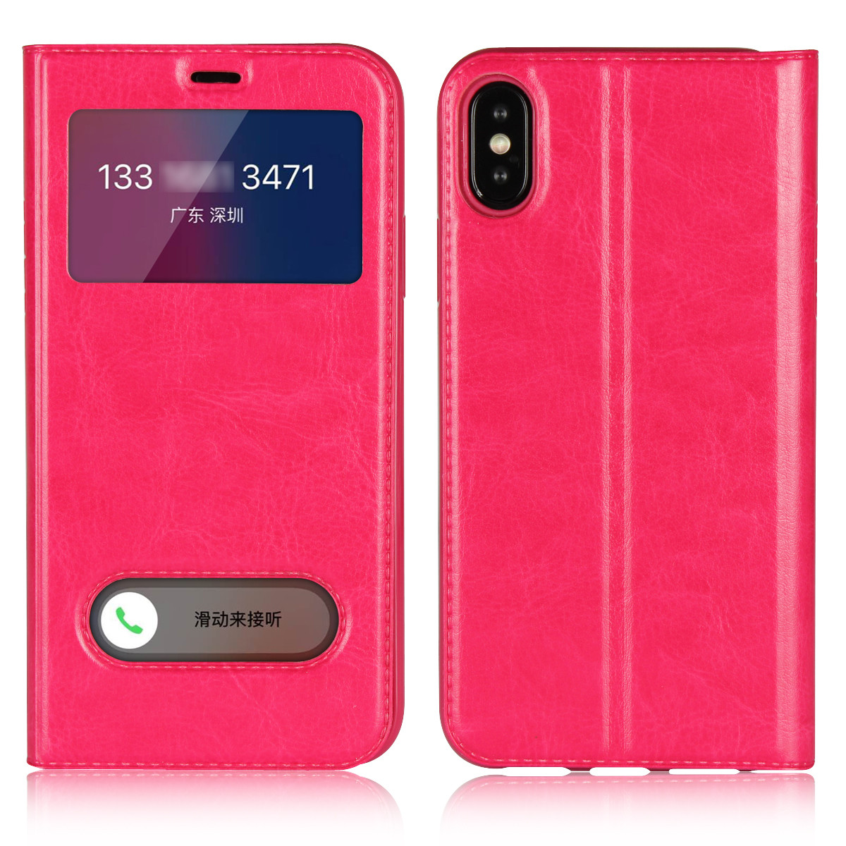iPhone 8 Plus Case, Window View Stand Feature PU Leather Phone Case for Apple iPhone 5,6,7,8,X