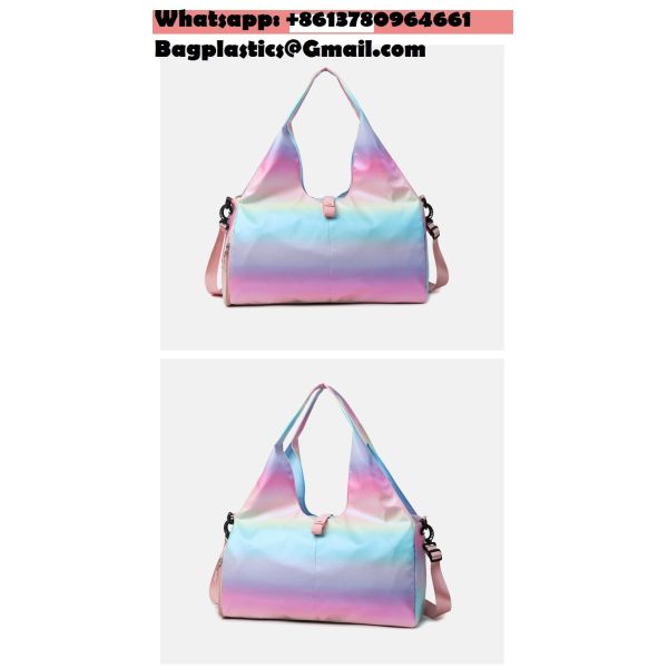 Gym Bag For Women With Wet Pocket & Shoe Compartment, Sports Duffel Overnight Weekender Hospital Workout Carry On Bag For Girls, Holographic Purse