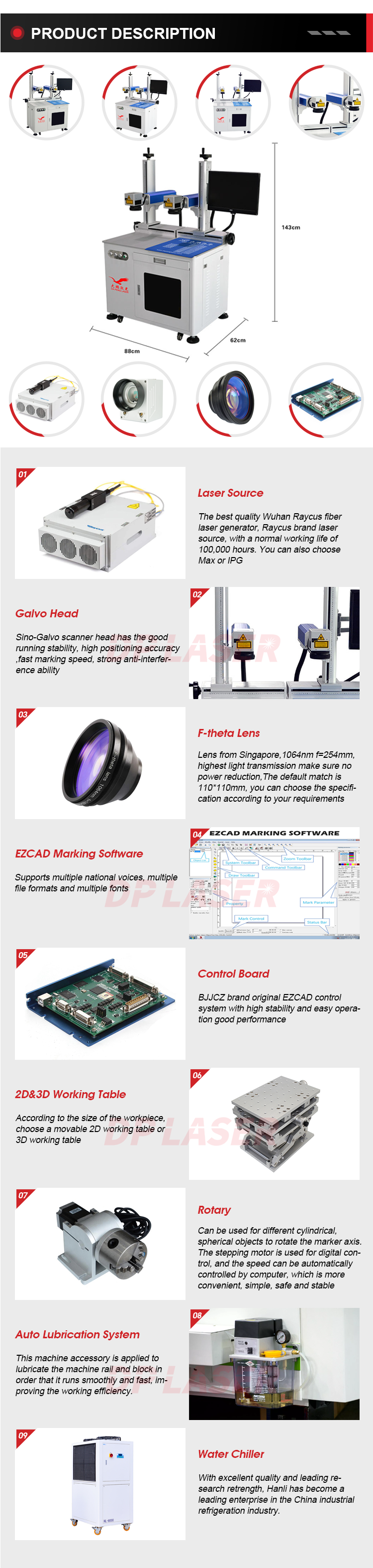 Double Galvo Large Format Splicing Fiber Laser Marking Machine For Metal Nonmetal Materials