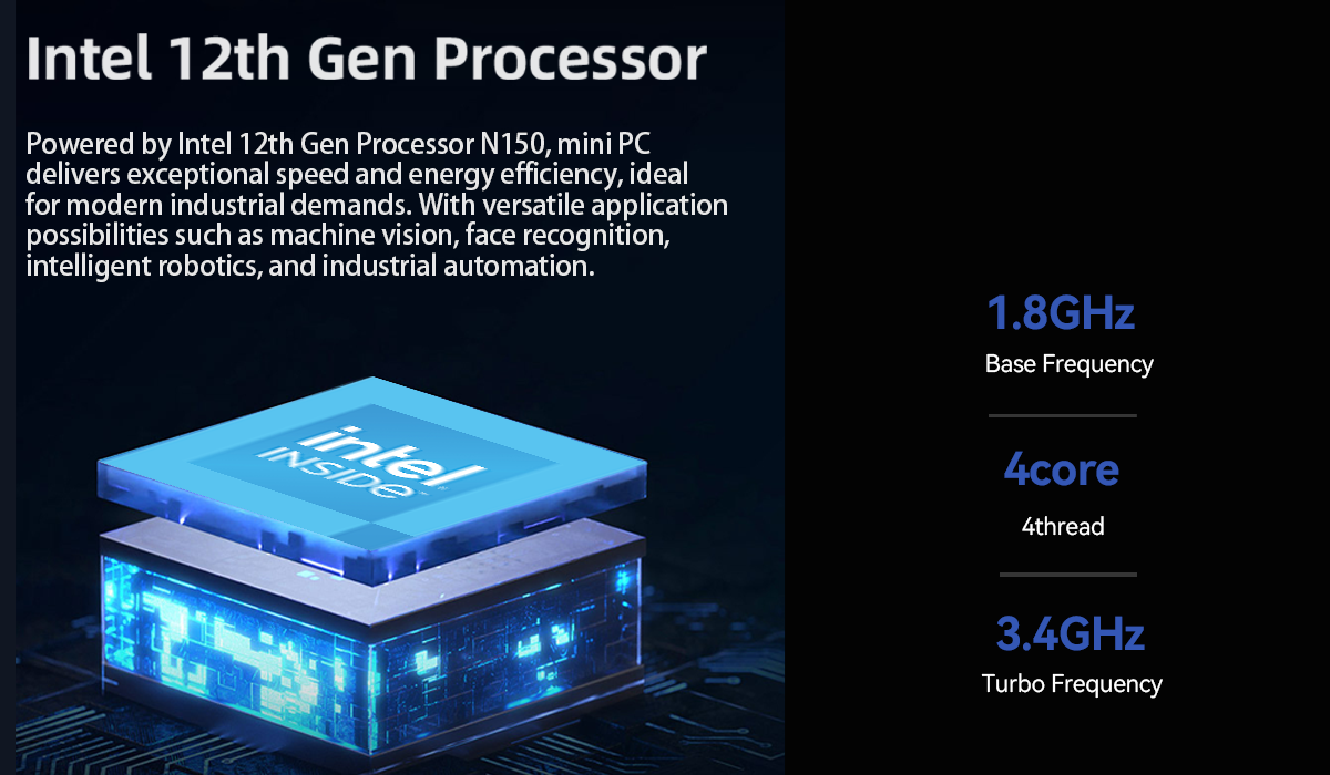 Intel N150 Processor With Four LAN and Dual COM 1HDMI 1DP Industrial Mini PC