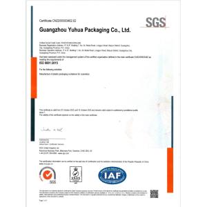 Guangzhou Yuhua Packaging Co., Ltd. Certifications