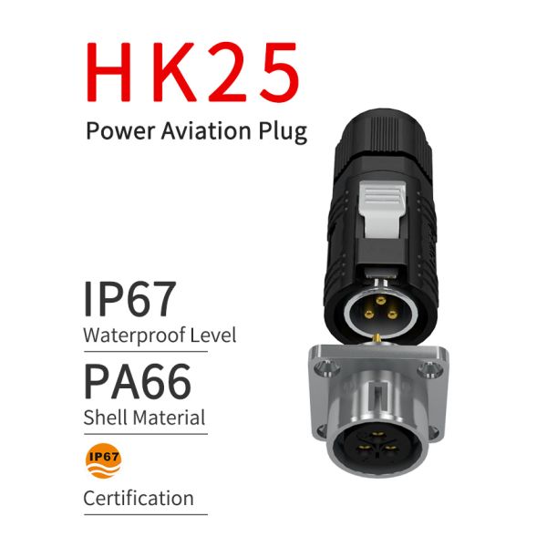 IP67 Water Tight 20A 500V 3 Pin Power Signal Connector