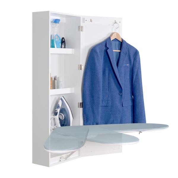 Quality MDF Wood Wall Hung Mirror Cabinet Folding Build In Ironing Boards Inside for sale