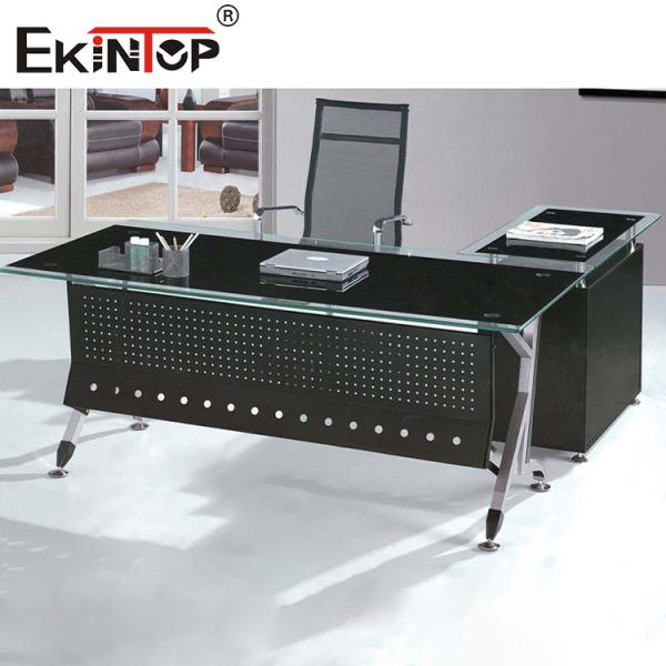 Quality Commercial L Shaped Office Glass Desk Customized Drawer for sale
