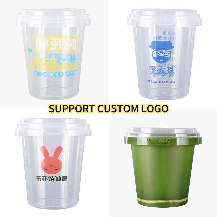 Custom Printed 12 Oz Pp Cup Clear Plastic Cups Fruit Yogurt Salad Bucket Cup