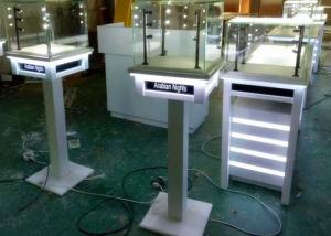 China White Painting Color Lockable Glass Display Case For Jewelry Exhibition on sale