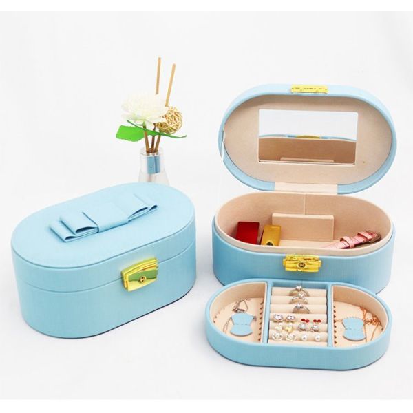Square Jewelry Set Gift Box Mini Box for Women Girls Fashion Solid Luxury Portable PU Leather PVC Cardboard