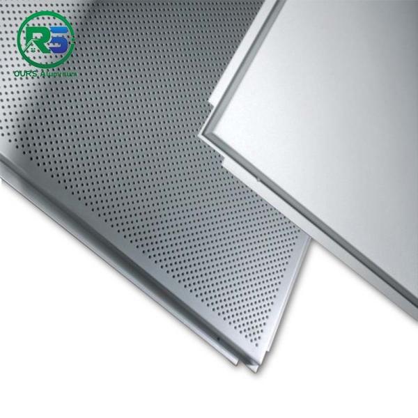 Quality 0.7mm Thickness Lay In Metal Ceiling Tiles Standard Hollow CNC Perforated Pattern for sale