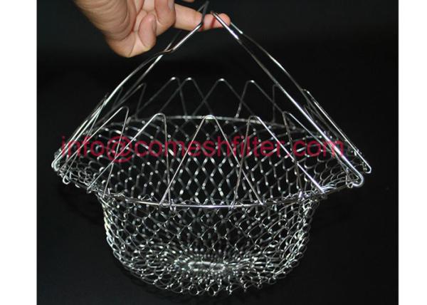 Quality Metal Wire Mesh Tray Foldable Strainer Kitchen Tool Fold Flat Easy To Store for sale
