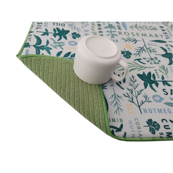 Kitchen Washable Dish Drying Mat Microfibre Printed Drying Mat