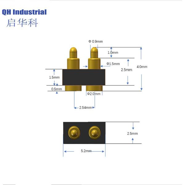 2Pin Singapore Mobile Connector spring loaded pin Connector Magnetic Connector spring loaded pin Connector For Usb