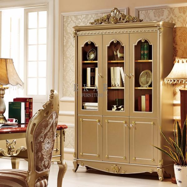 Quality Golden Shelf Storage Luxury Wooden Bookcase for sale