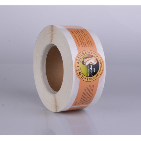 Custom waterproof glossy adheisve artpaper vinyl pp packaging label sticker in roll