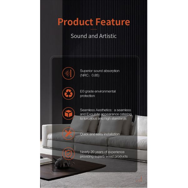 Bespoke Soundproof Solid Wood Slat Acoustic Panels 21mm Thickness 0.85 NRC