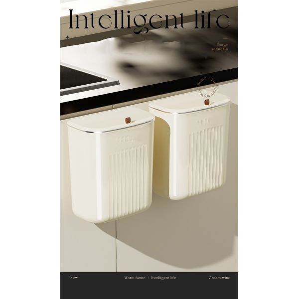 Large Capacity Slit Wall Mounted Toilet Wall Mounted Plastic Trash Can with Lid