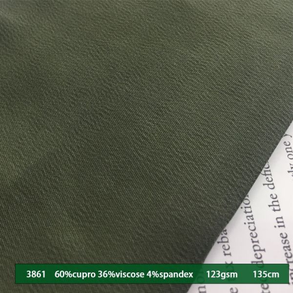 High quality elastic Eco-friendly 123gsm 60%cupro 36%viscose 4%spandex woven Bark pattern fabric soft silky for shirt pajamas