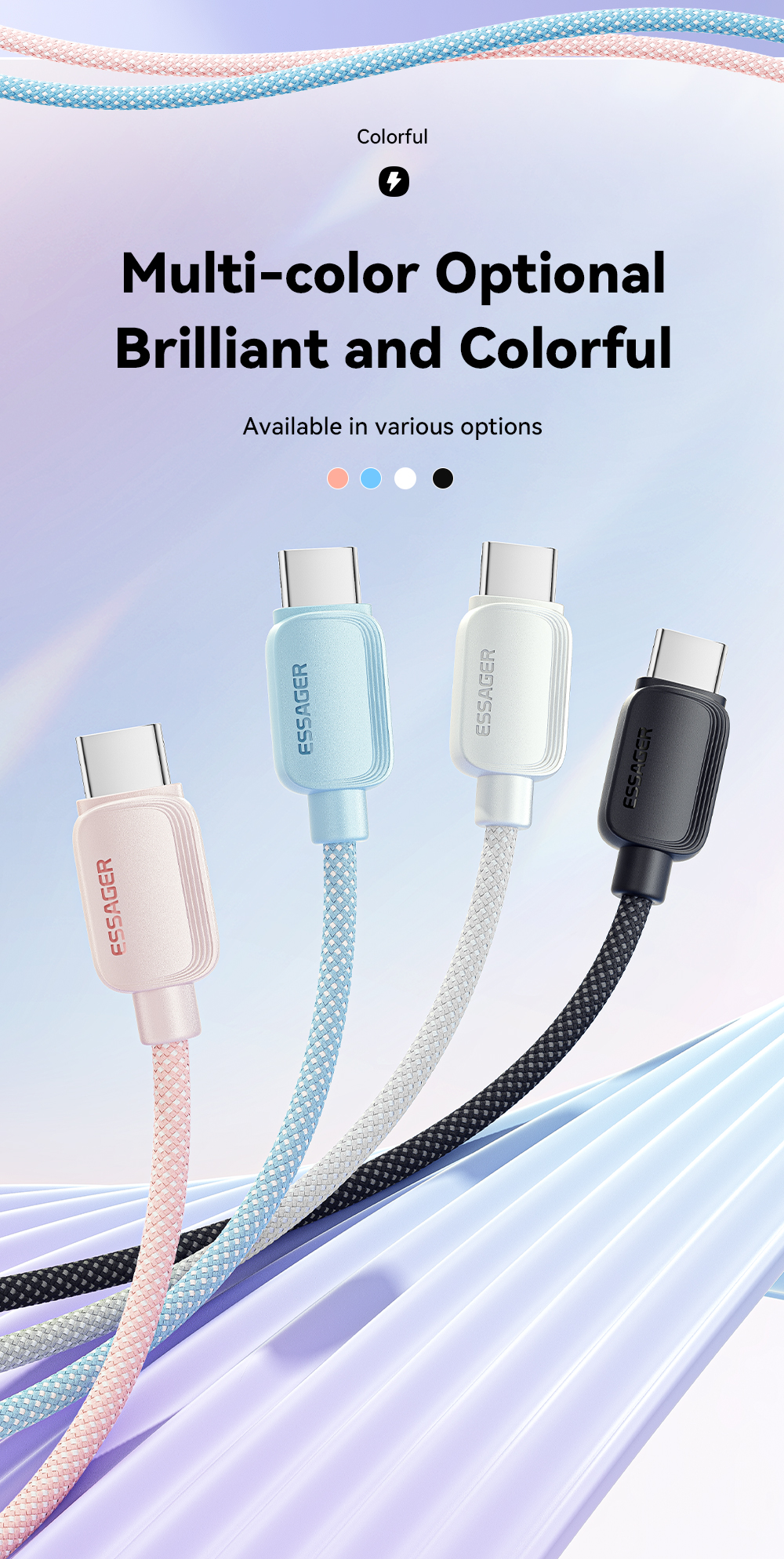 ESSAGER ES-X46 Series Type C To Type C Cable Fast Charging 100W