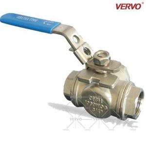 China DN20 Three Way Ball Valve 3/4 Inch 1000WOG NPT CF8M Floating Ball Valve 3 Way Stainless Steel Ball Valve Casting Steel on sale