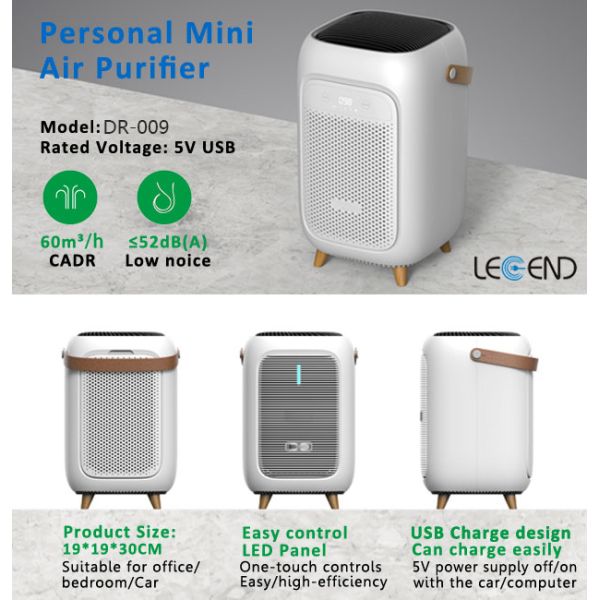 Aromatherapy Desktop Hepa Air Purifier USB 60m3/h Pet Dander Asthma