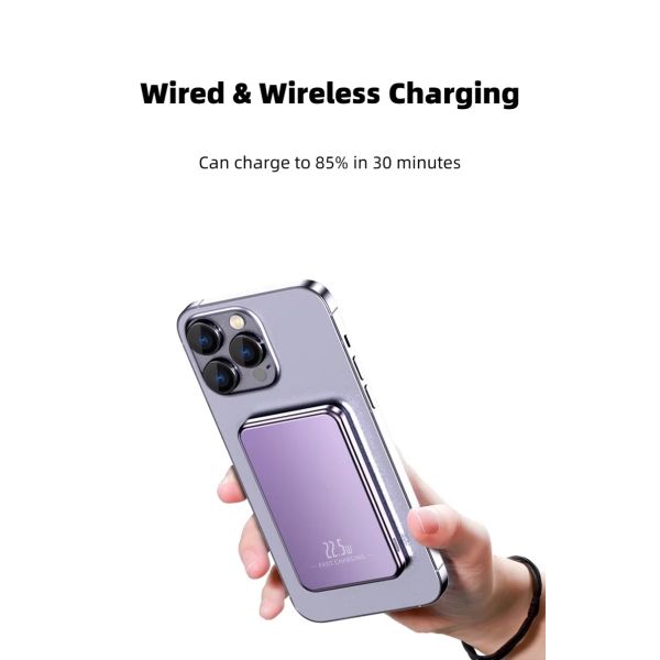 Ultrathin Magnetic Wireless Fast Charge Power Bank with Type-C Input Interface 15W/20W 5000/10000mAh