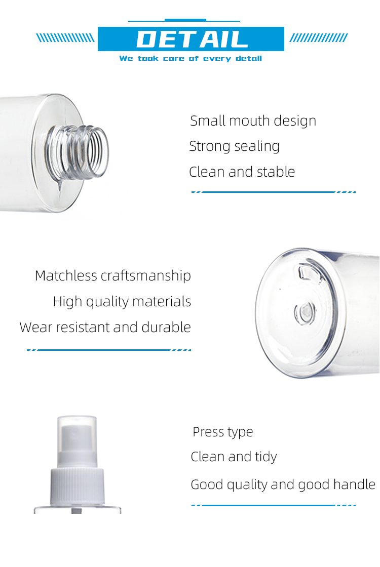 150ml Empty pet plastic hand sanitizer bottle transparent pump bottles