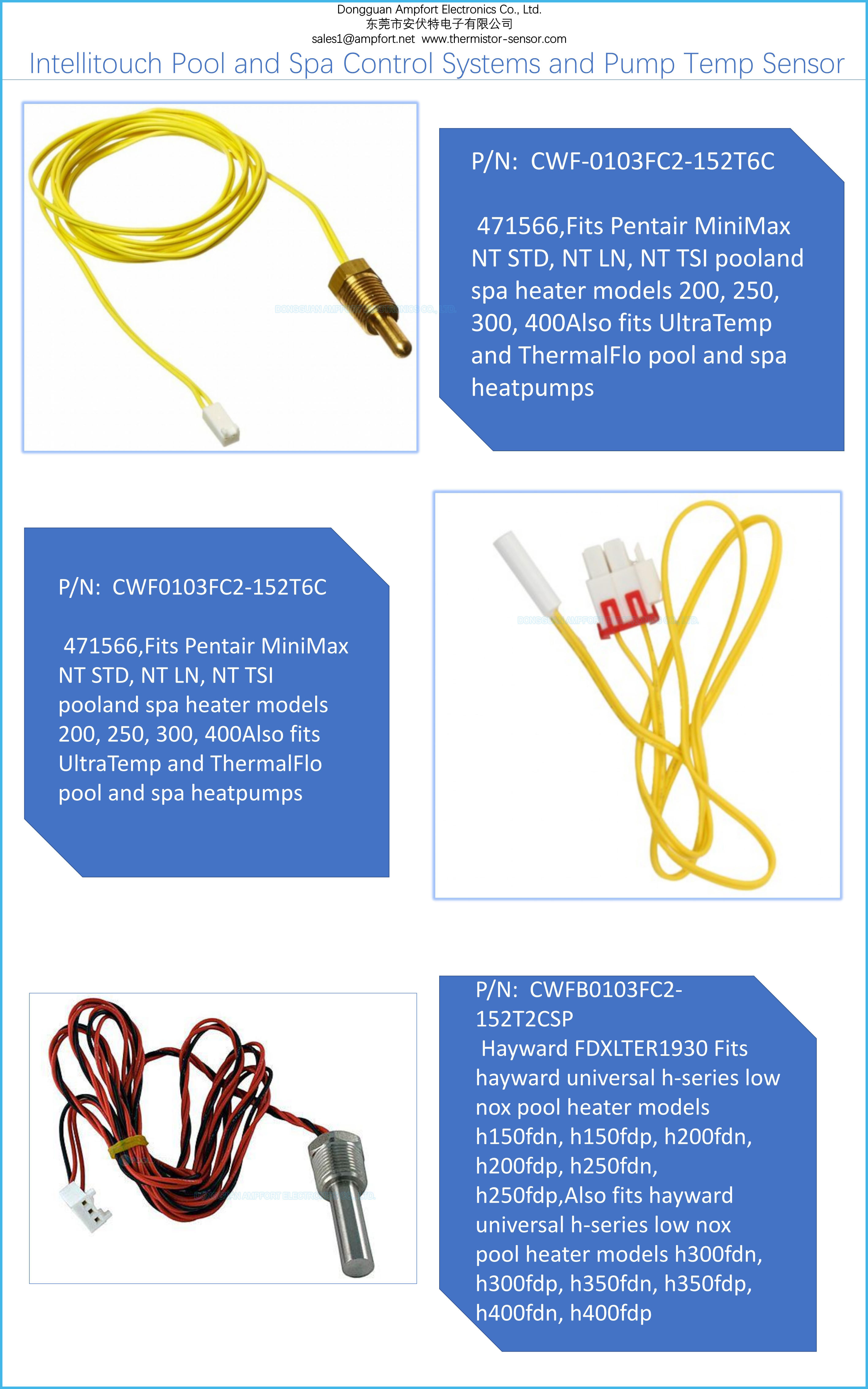3 Wire 009577F Raypak NTC 100K Temperature Sensor Replacement For Electric Heater