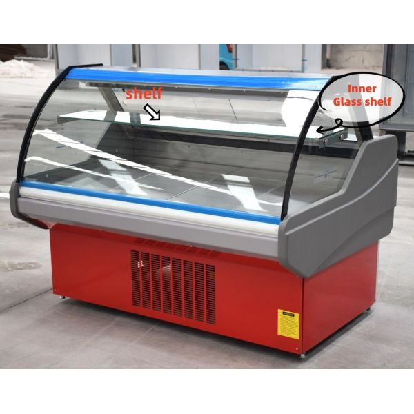 Commercial Serve Over Counter Deli Display Refrigerator Cold Food Fresh Meat Display Freezer Showcase