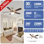 Smart Decorative Ceiling Fan With Light 2*E27 Brushed Nickel MDF Blade Remote
