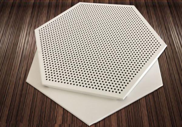 Quality Plain Hexagonal Sound Absorption Ceiling Panels Pre Painted 404mm for sale