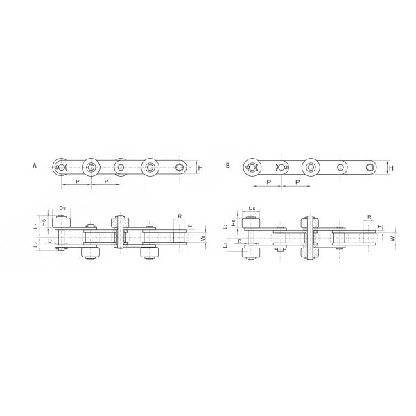 OEM Free Flow Conveyor Roller Chain 12.7 - 25.4 mm